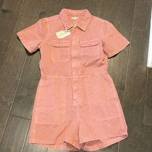 Pink Pocketed Utility Romper